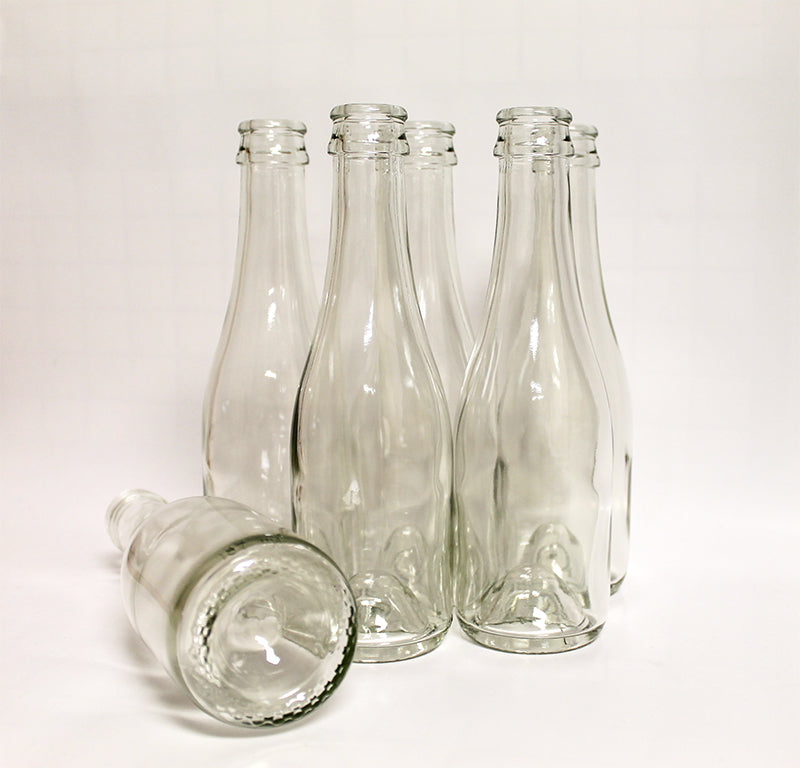187mL CLEAR CHAMPAGNE BOTTLES CORK OR CROWN FINISH 24/CASE